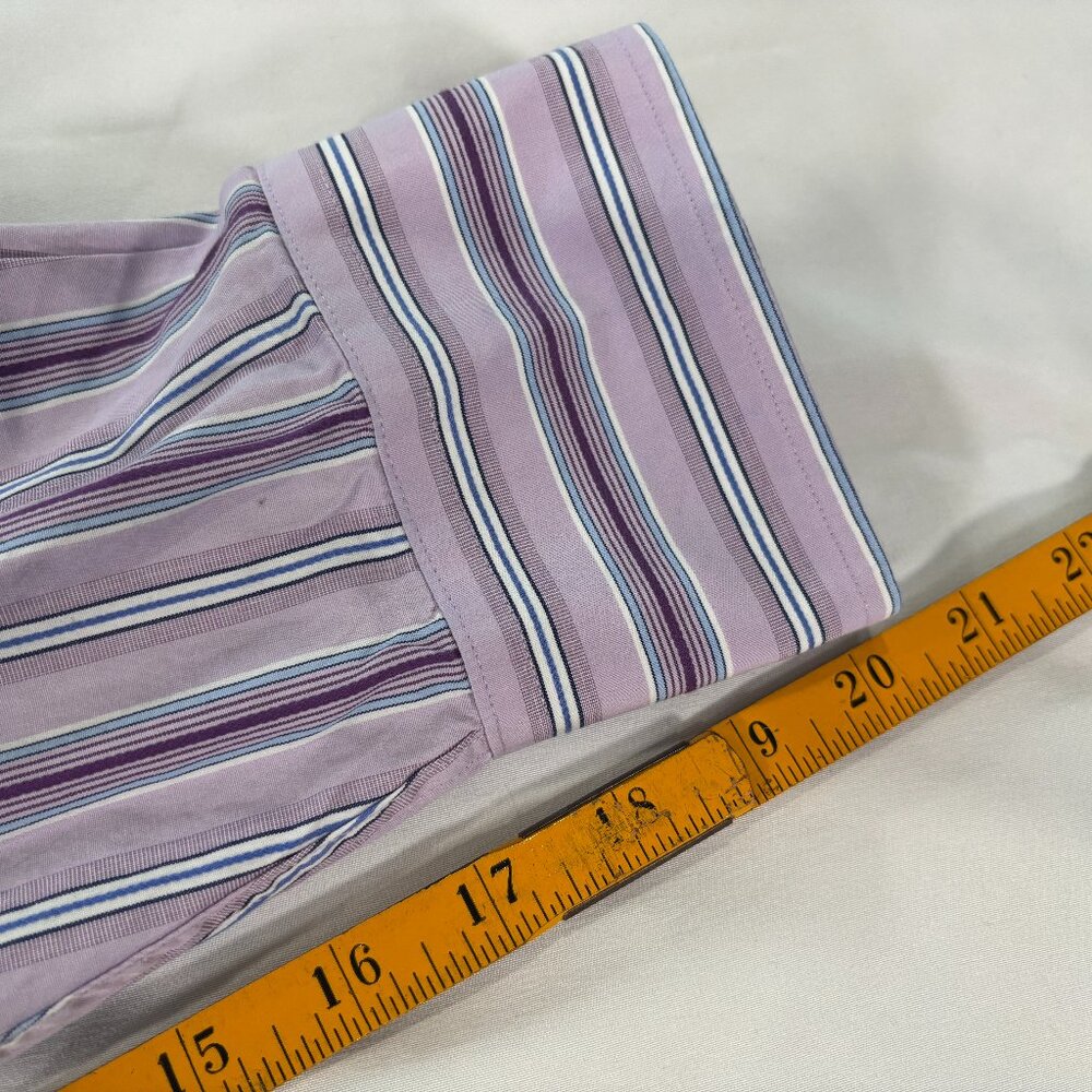 Tommy Hilfiger Long Sleeve Shirt Purple Striped 80's 2-Ply Cotton Large    Lot G - Picture 5 of 5